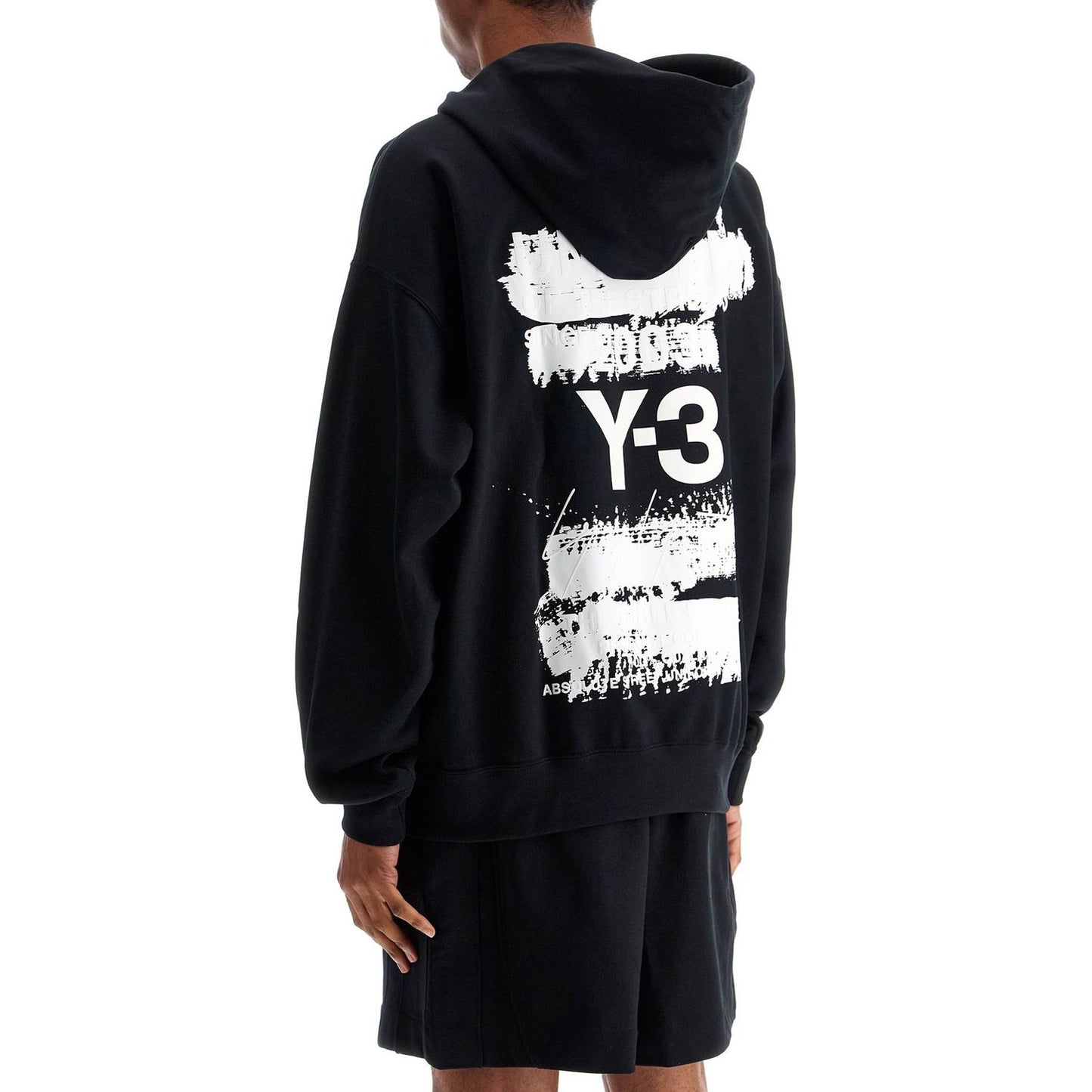 Y-3 black cotton hoodie with gfx print Topwear Y-3 Black