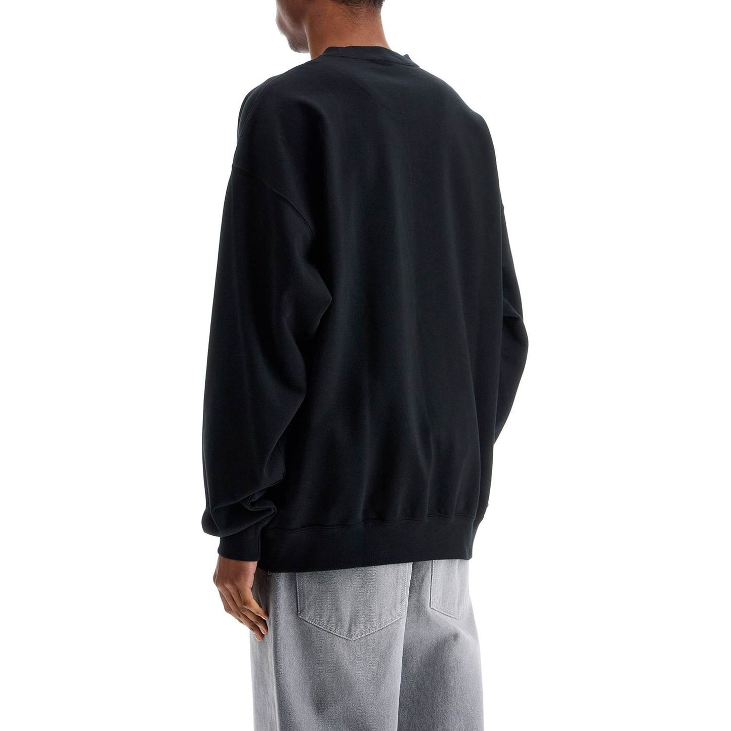 Y-3 black cotton crewneck sweatshirt with tone-on-tone logo Topwear Y-3 Black