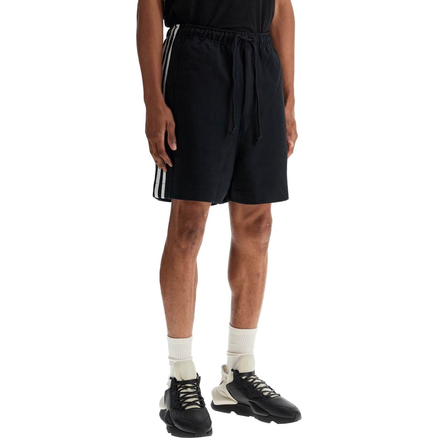 Y-3 black cotton shorts with white stripes Short trousers Y-3 Rosy Brown