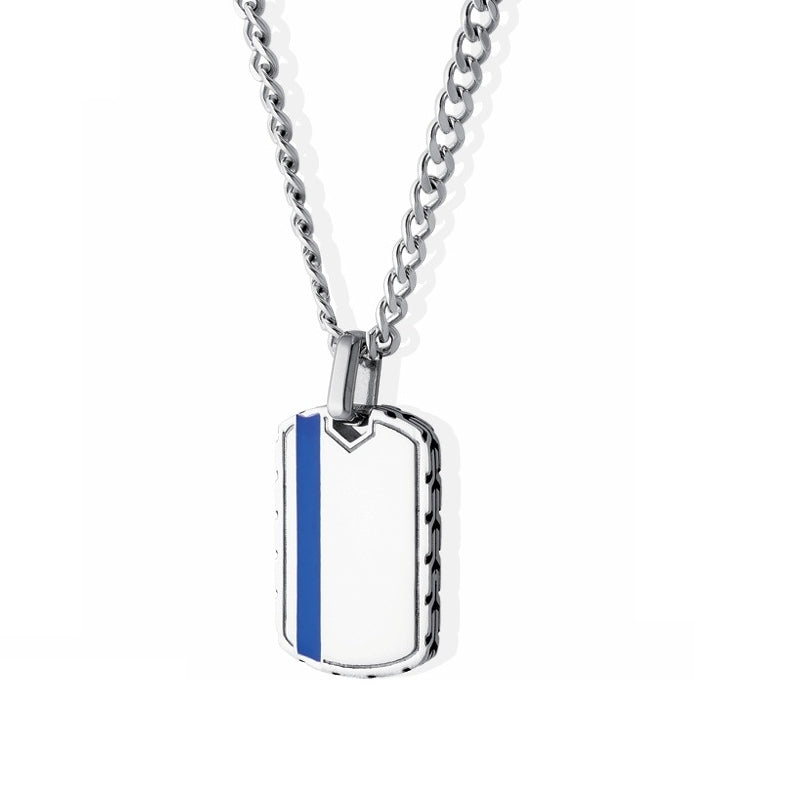 Alt Tag: Elegant LIU-JO Mod. MLJ584 jewelry pendant with blue stripe detail from Liu-jo Jewels New Collection.