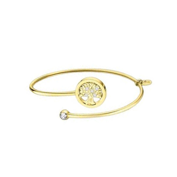 LOTUS JEWELS JEWELRY Mod. LS2169-2/8 gold bracelet with tree circle design and single crystal accent