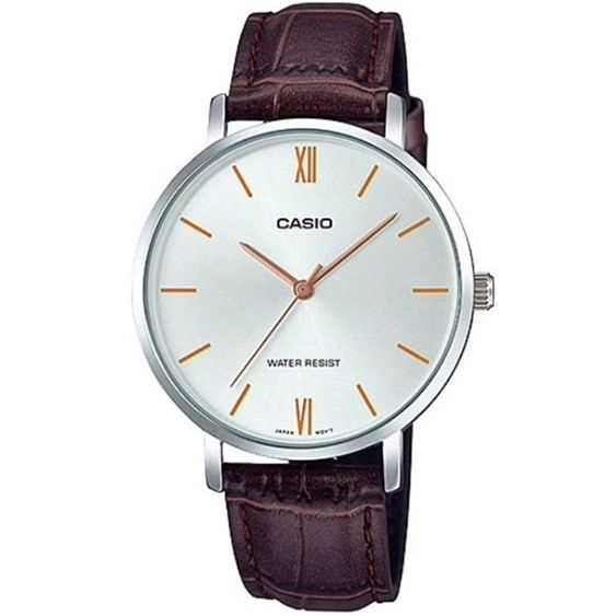 CASIO COLLECTION Mod. MINIMAL. LEATHER - SILVER WATCHES