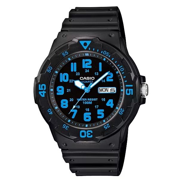 CASIO SPORT Mod. DIVER 100M quartz wristwatch, 10 ATM water resistance, resin case and strap, day & date function, official packaging