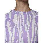 MSGM White Purple Patterned Viscose Short Sleeves Maxi Dress DR281369-40
