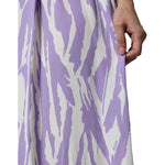 MSGM White Purple Patterned Viscose Short Sleeves Maxi Dress DR281369-40