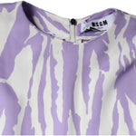 MSGM White Purple Patterned Viscose Short Sleeves Maxi Dress DR281369-40