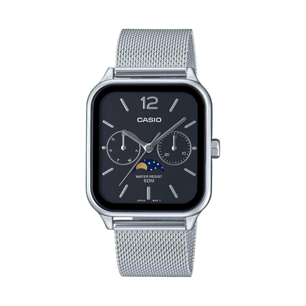 CASIO COLLECTION Mod. MOONPHASES - BLACK MESH WATCHES CASIO COLLECTION & VINTAGE Light Gray