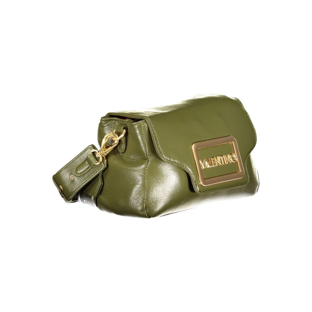 Mario Valentino Green Polyethylene Handbag with removable handle and adjustable strap, featuring logo and multiple compartments.