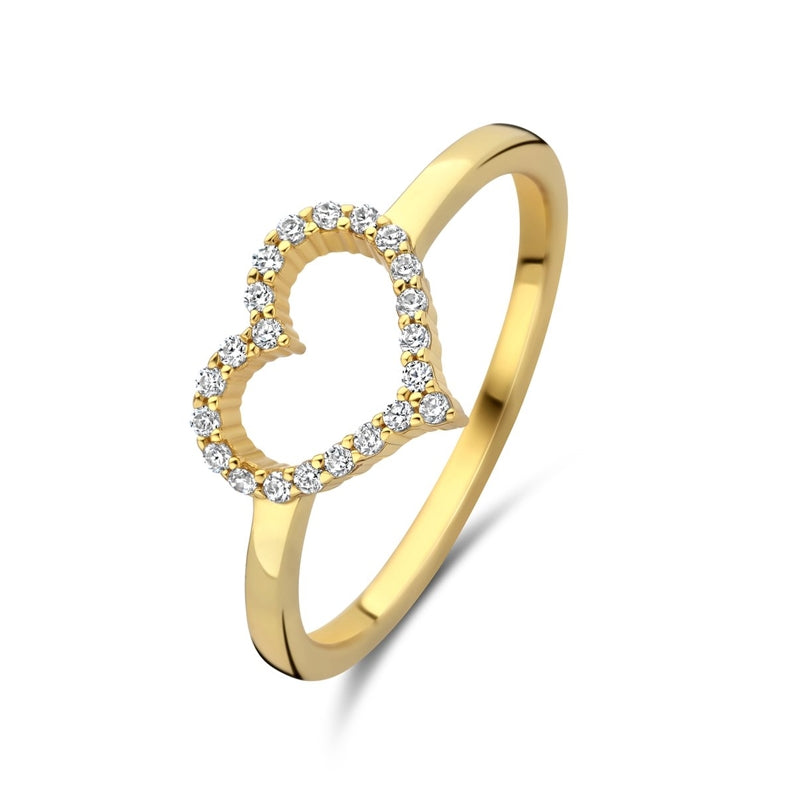 Gold heart-shaped ring with diamonds from NEW BLING Mod. 9NB-1447-56 collection