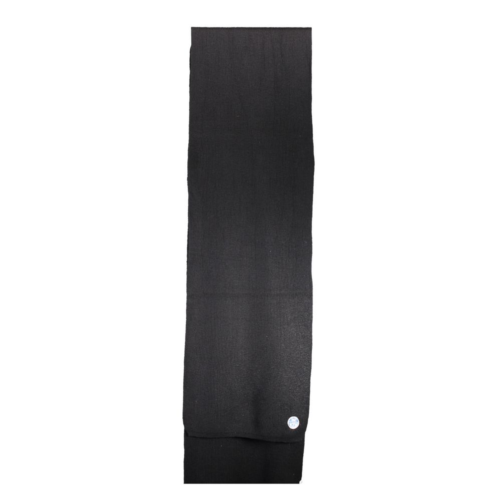 North Sails Black Cotton Scarf with logo application, 30x190 cm, stylish accessory for winter fashion.