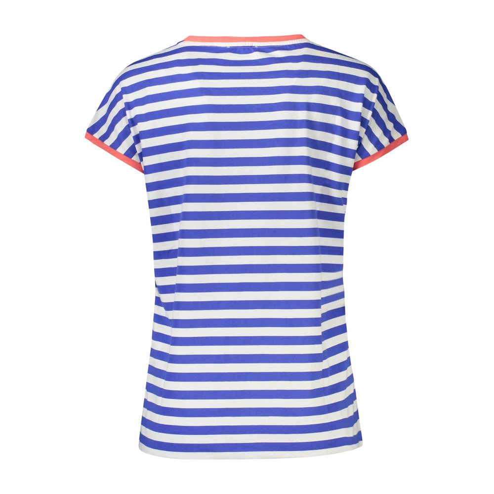 North Sails Blue Cotton T-Shirt, sleeveless striped design with crew neck, contrasting details, and embossed logo print.