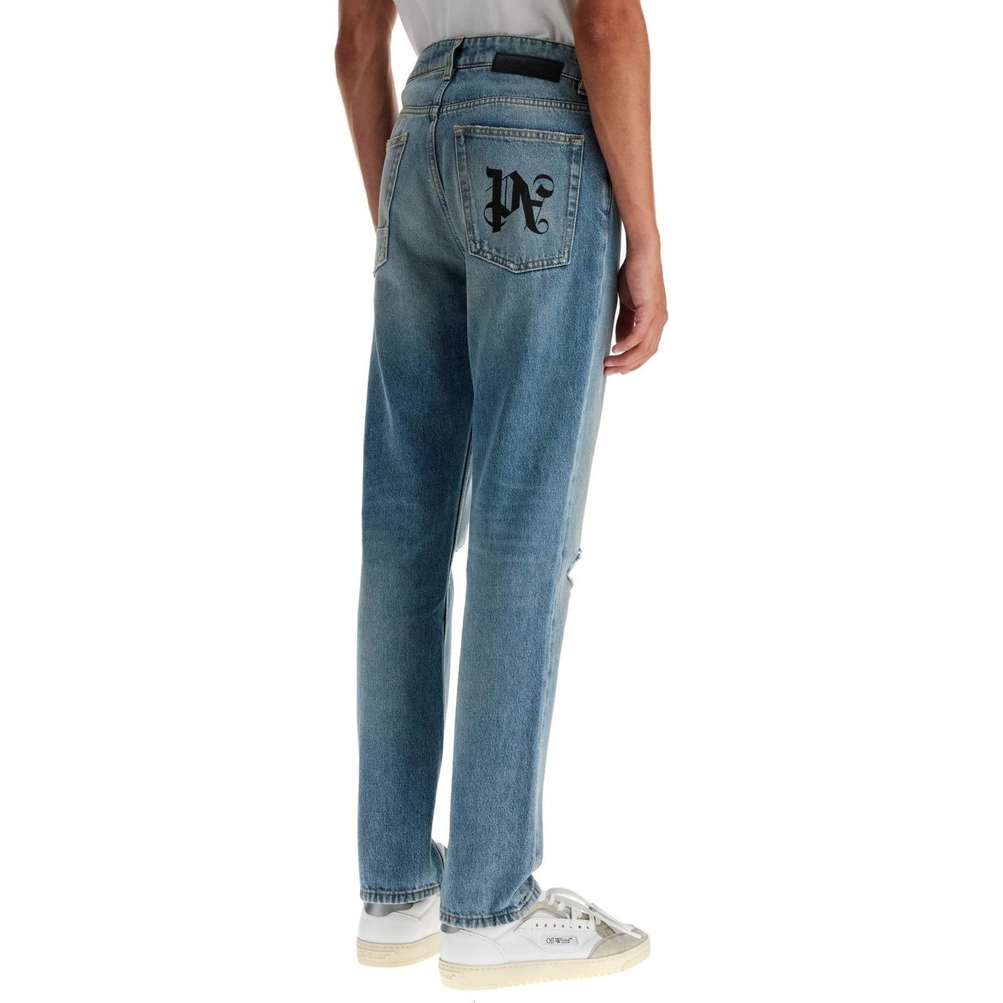 Palm Angels straight leg monogram print jeans