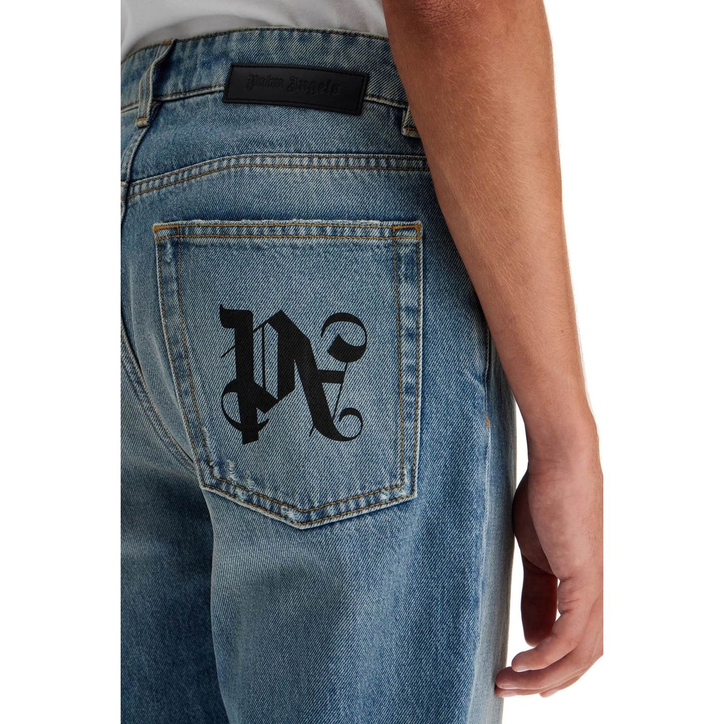 Palm Angels straight leg monogram print jeans