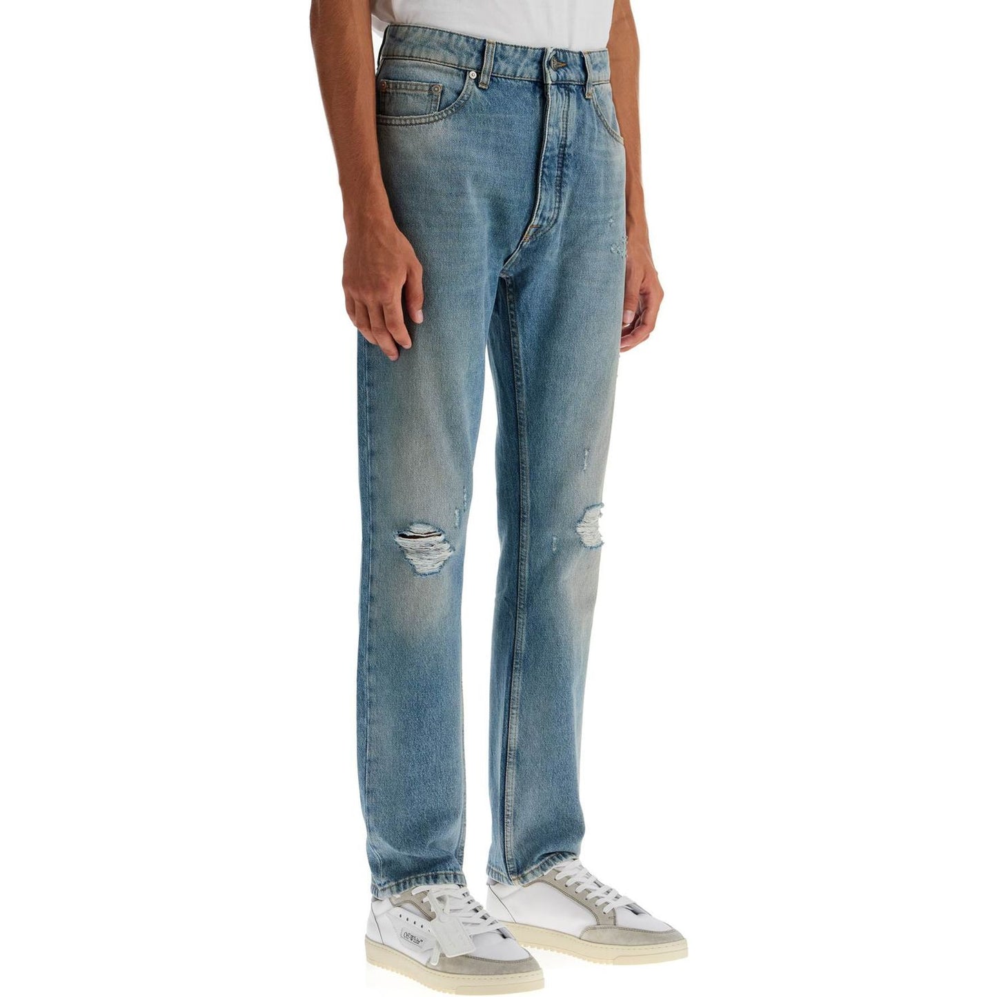 Palm Angels straight leg monogram print jeans