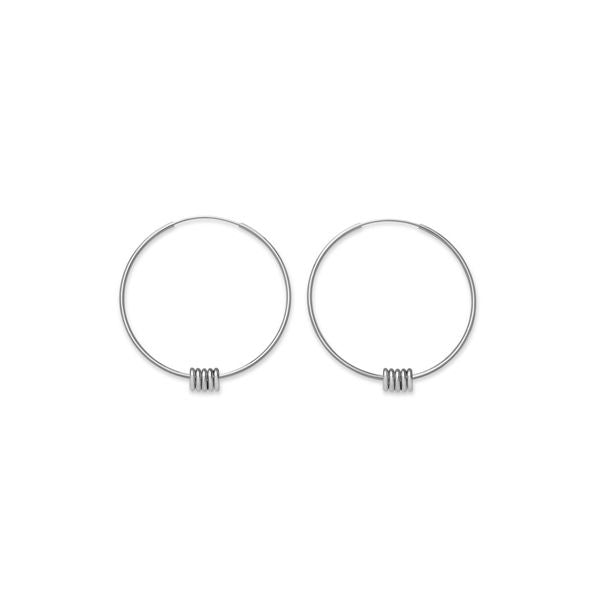 Silver hoop earrings from ROSEFIELD JEWELS JEWELRY Mod. JSHLS-J068 collection, showcasing a minimalist design.