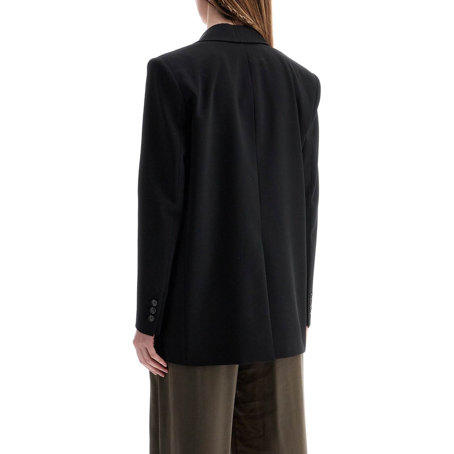 THE ANDAMANE blazer in poliestere e lana nero oversize monopetto con scollo a v