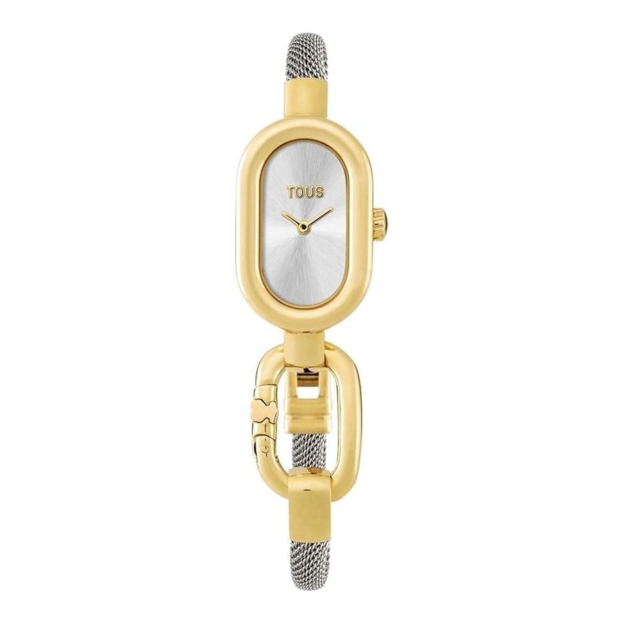 TOUS WATCHES Mod. 3000131900, elegant gold women's timepiece with oval dial and black leather strap