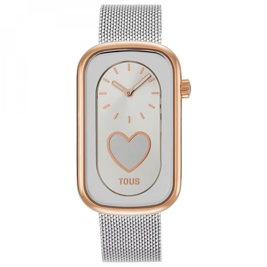 TOUS WATCHES Mod. 3000140800 with silver mesh band and heart design on dial.
