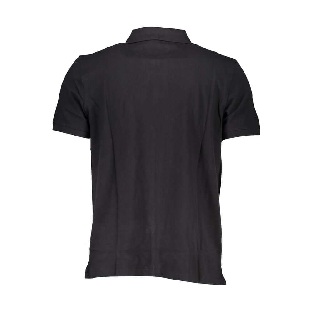 Back view of Timberland Black Cotton Polo Shirt with short sleeves and regular fit made of 100% organic cotton.