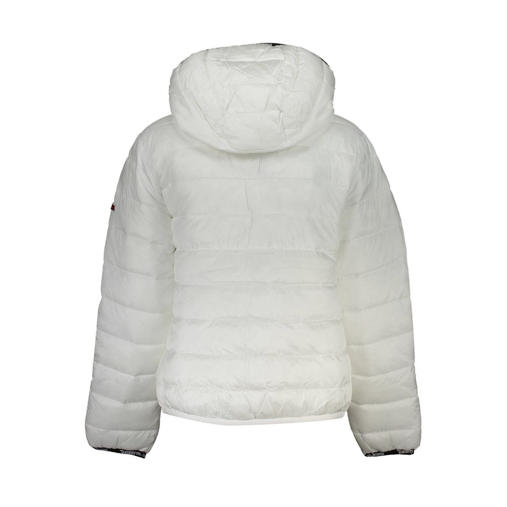 Tommy Hilfiger White Polyester Jackets & Coat with hood, long sleeves and external pockets.