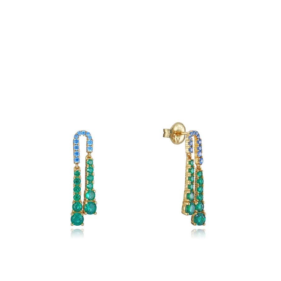 Elegant gold and turquoise gemstone earrings with intricate design for ladies, enhancing the beauty of VICEROY JEWELS Mod. 13170E100-30.