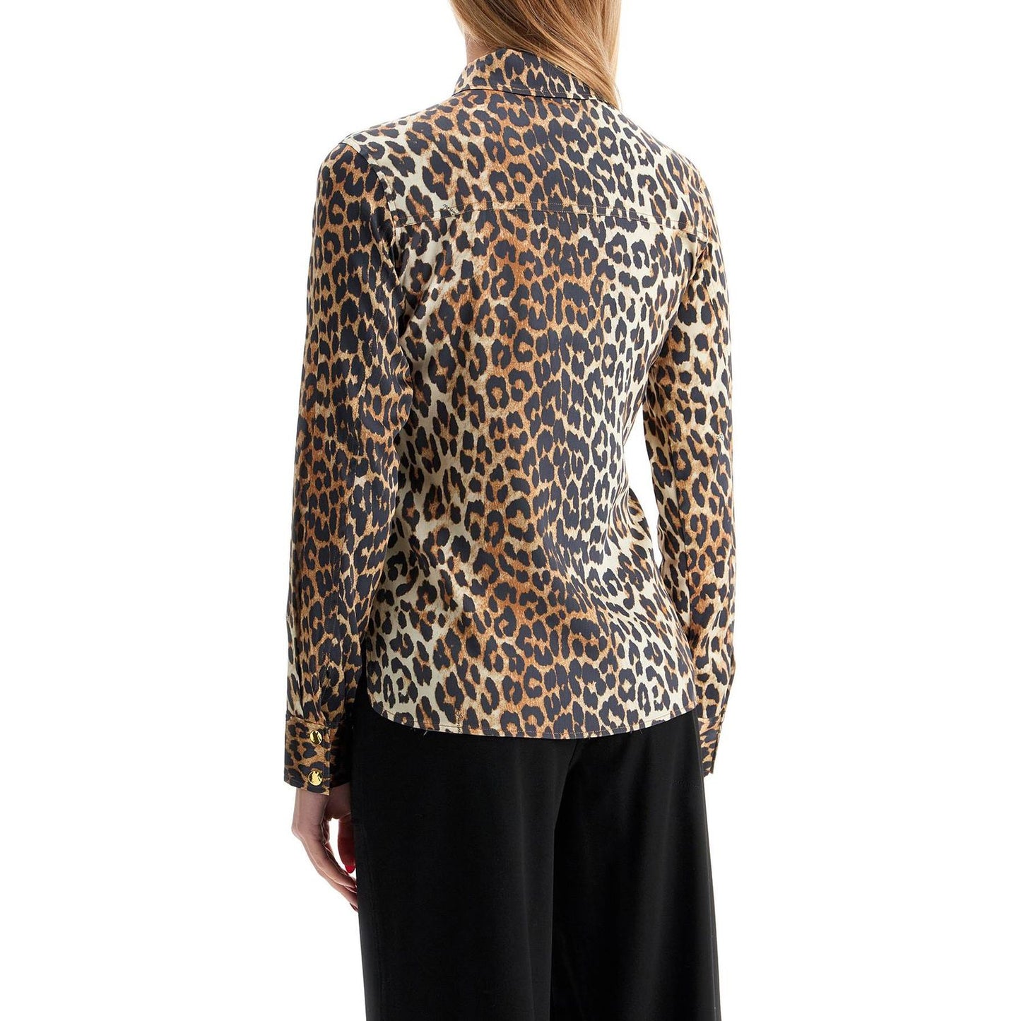 Ganni leopard print satin shirt
