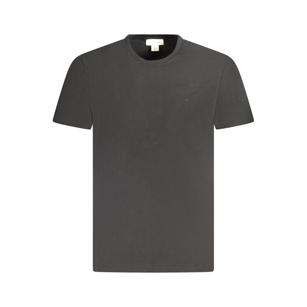 Calvin Klein black cotton t-shirt with short sleeves, crew neck, and embroidered logo for casual wear.