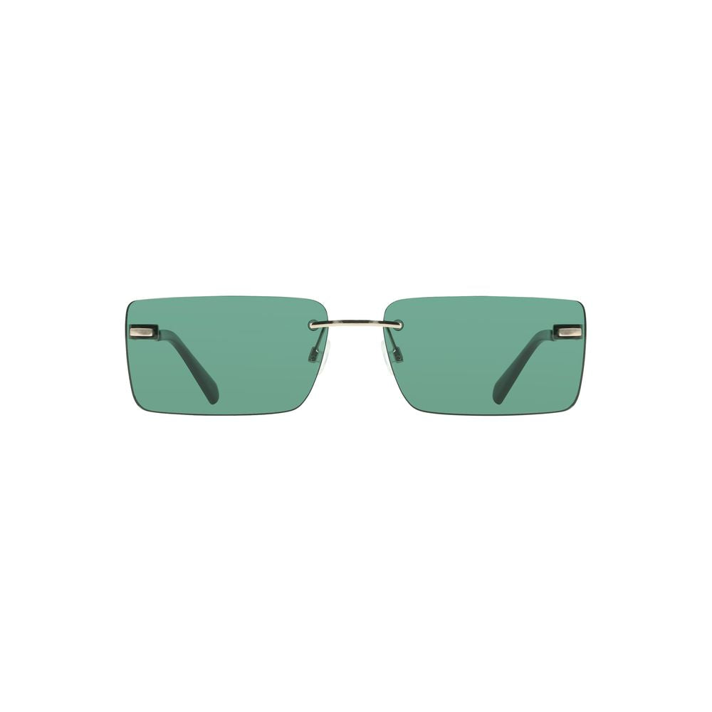 Calvin Klein Green Metal Women Sunglass with rectangular lenses and sleek frame for stylish sophistication.