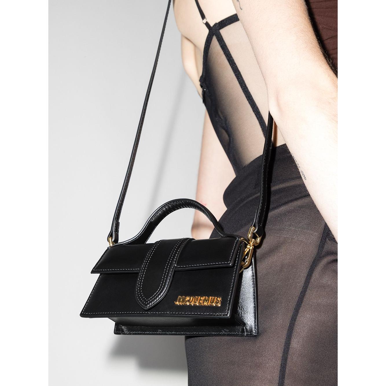 JACQUEMUS Le Bambino Leather Tote Bag Black