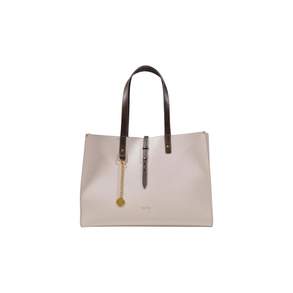 Liu Jo gray polyethylene handbag for women with brown handles and gold accent, made of 100% polyurethane, large size.