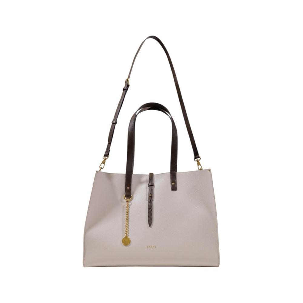 Liu Jo gray handbag with black handles, large women’s bag, made from 100% polyurethane, stylish and versatile design.