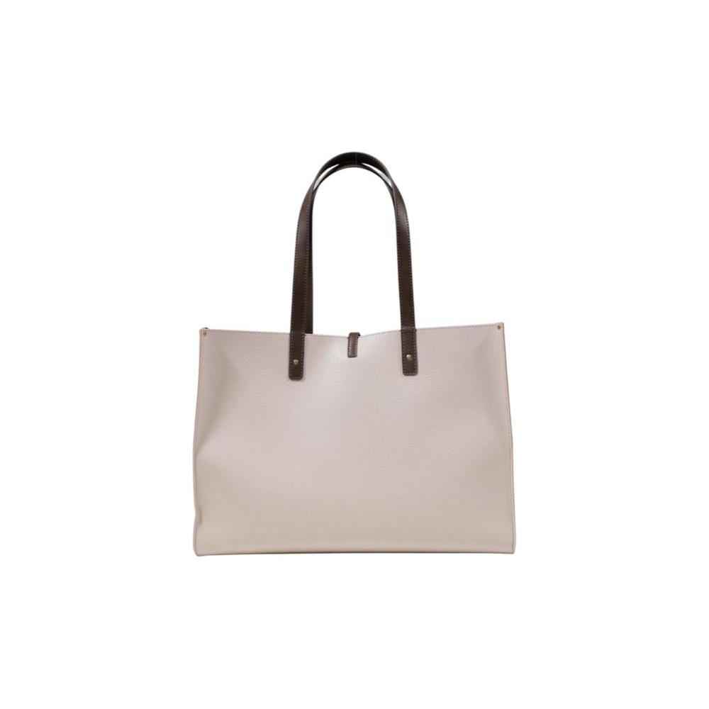 Liu Jo gray polyethylene handbag, large women's bag, made from 100% polyurethane, with dark handles, front view.
