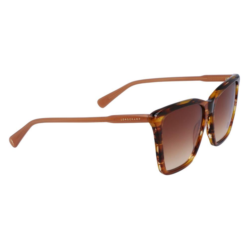 Longchamp women's acetate sunglasses in brown, model LO719S-238, measures 56/16/140 mm, featuring a classic and elegant design.