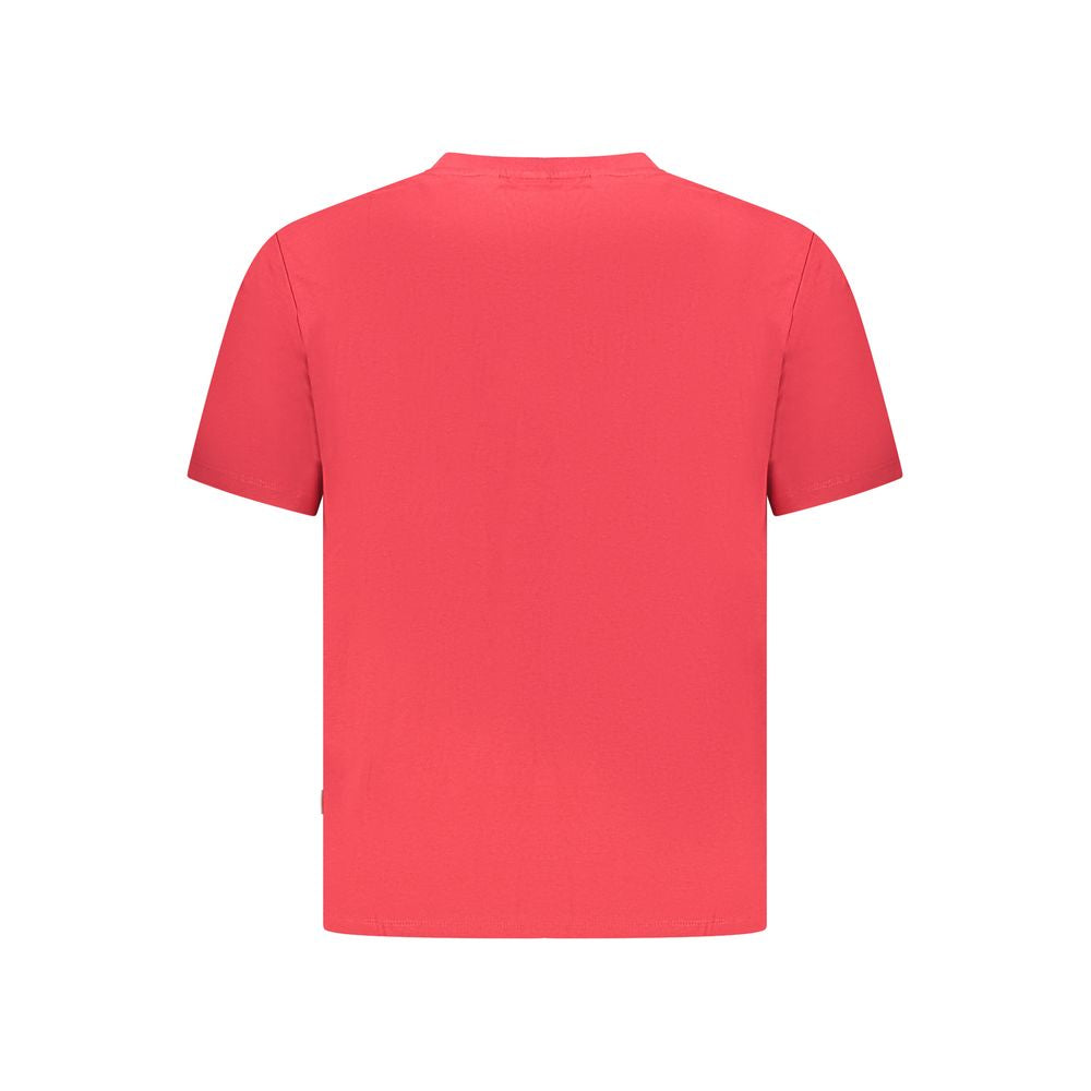 Back view of Pepe Jeans red cotton men's T-shirt, featuring a classic crew neck and sustainable fabric design.