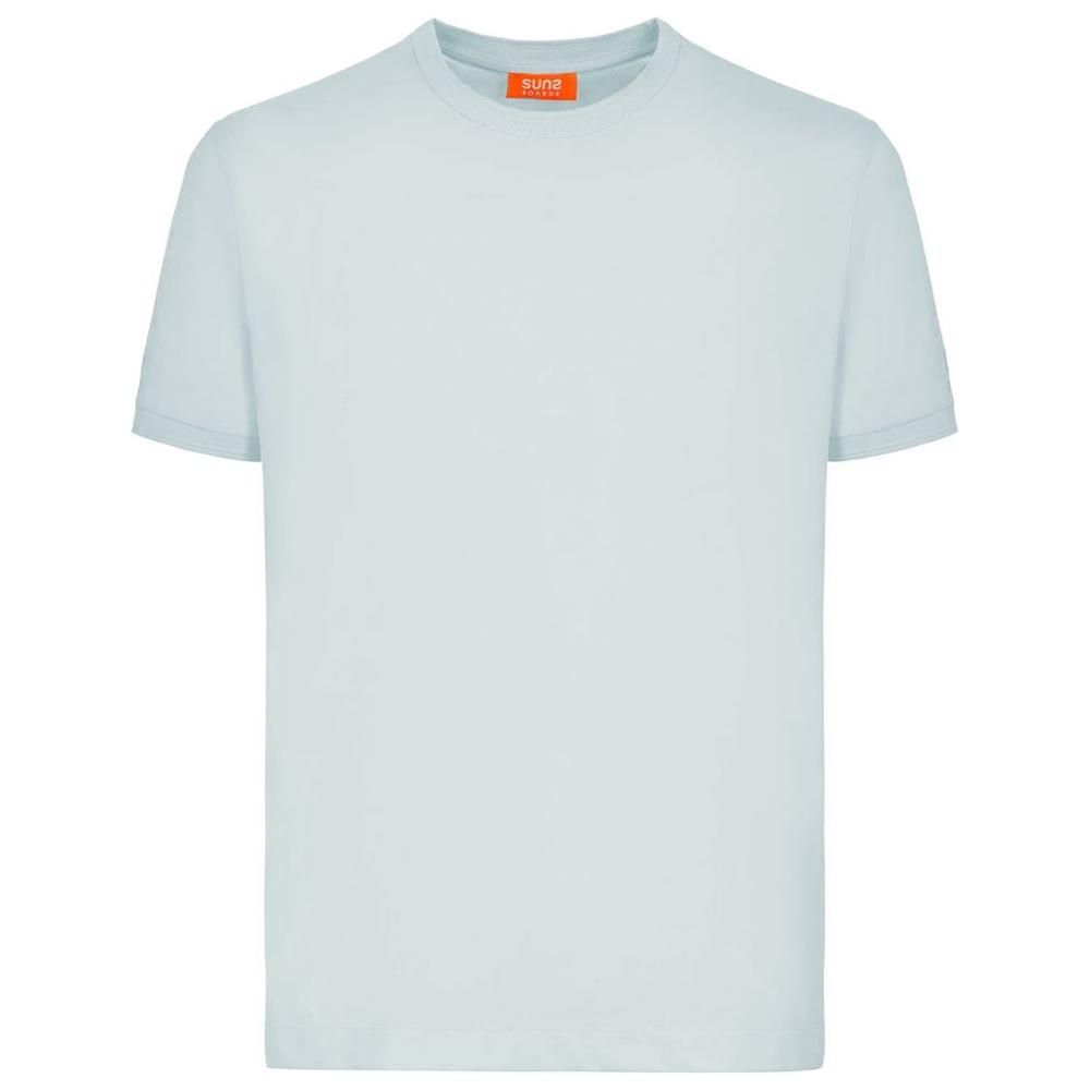 Suns gray cotton t-shirt with stretch, crew neck, elasticated sleeves, and logo on left sleeve, shown in an ice color.
