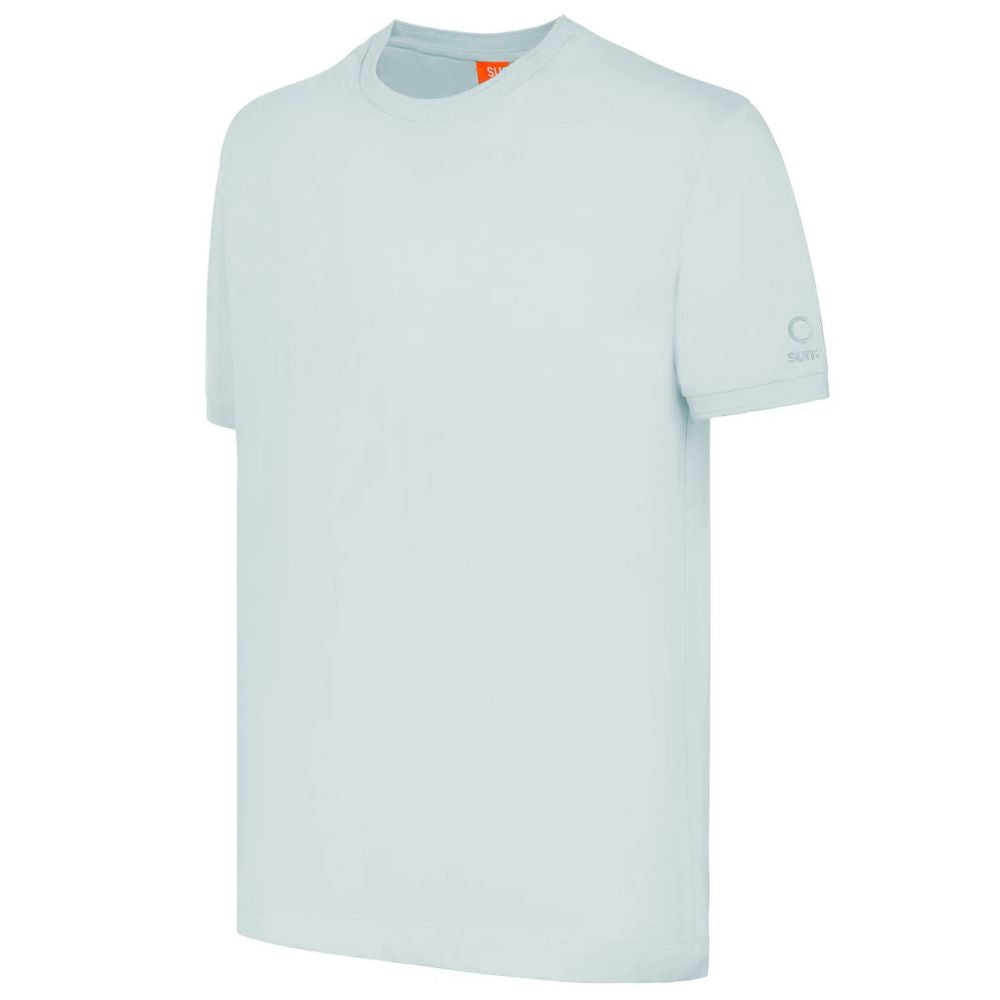 Suns gray cotton t-shirt with stretch, ice color, crew neck, elasticated sleeves, and logo on left sleeve.