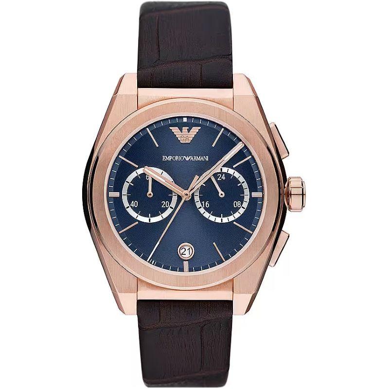 Emporio Armani AR11563 chronograph wristwatch for gents in stainless steel with a 43mm case and mineral dial, shown with packaging.