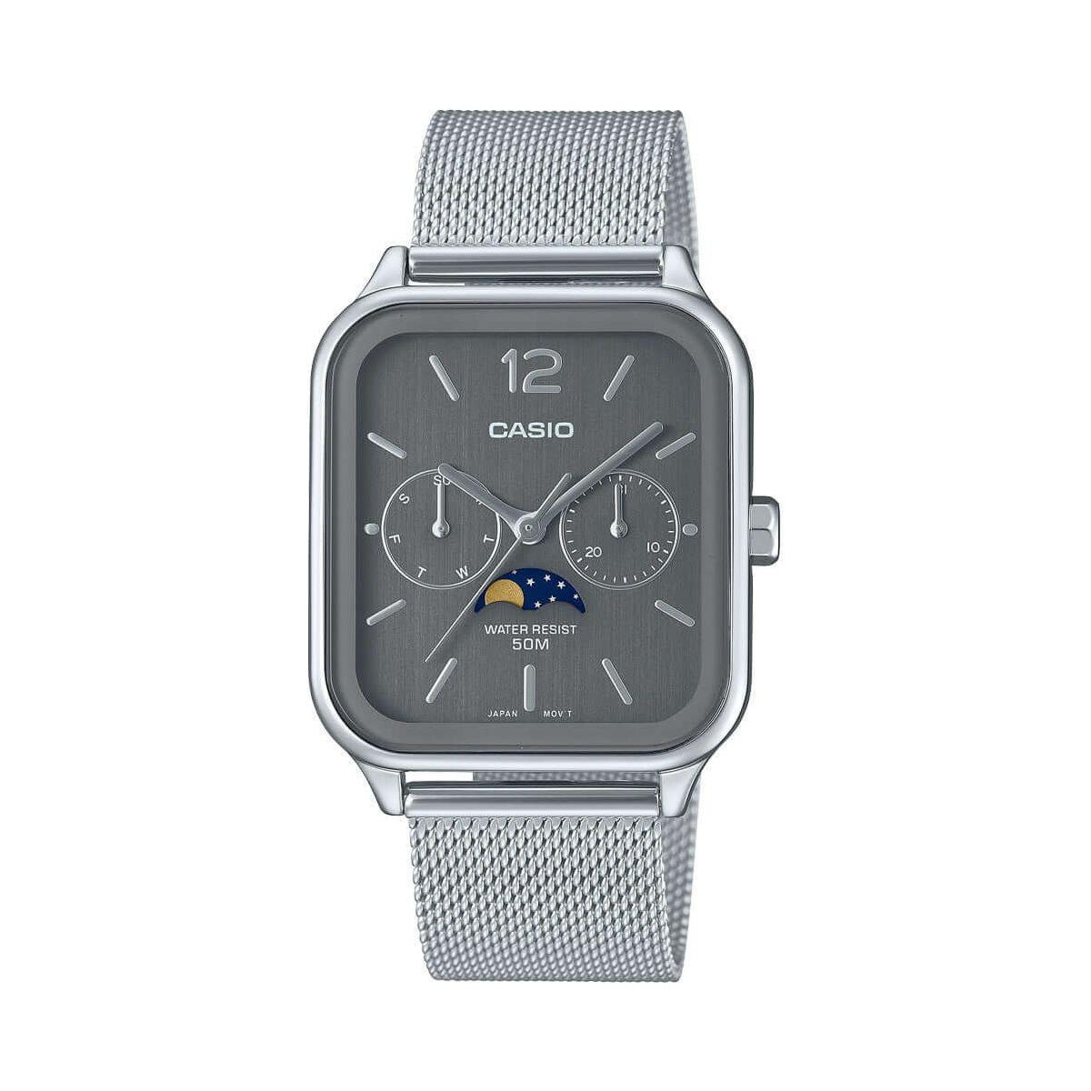 CASIO COLLECTION Mod. MOONPHASES - GREY MESH WATCHES CASIO COLLECTION & VINTAGE Dim Gray