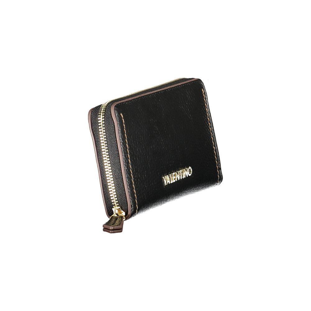 Valentino Bags Black Polyethylene Women's Wallet with zip closure and contrasting details, elegant accessory for modern trendsetters.