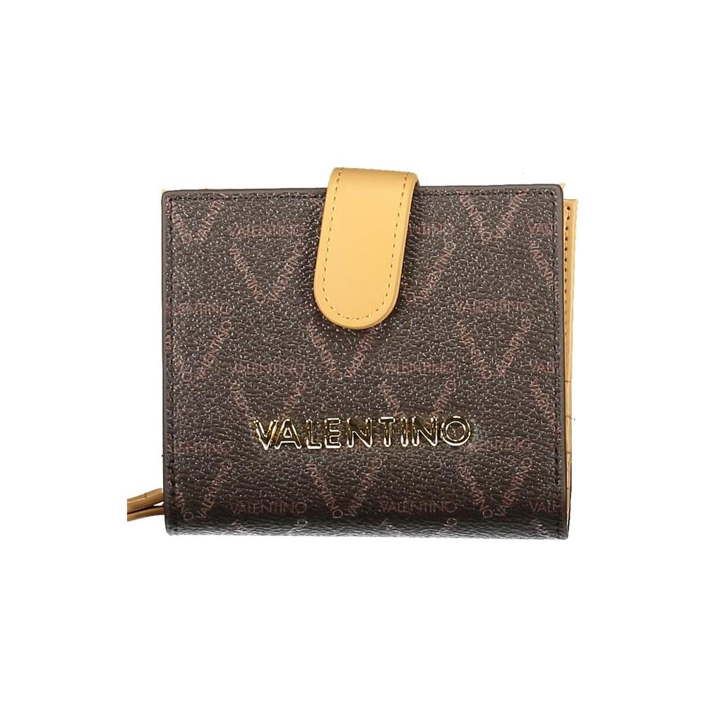 Valentino Bags brown polyethylene women's wallet with embossed logo, zip and automatic closure, featuring a chic design and coin purse.