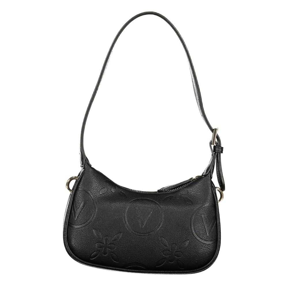 Valentino Bags black polyethylene women handbag with adjustable shoulder handle and iconic logo design.