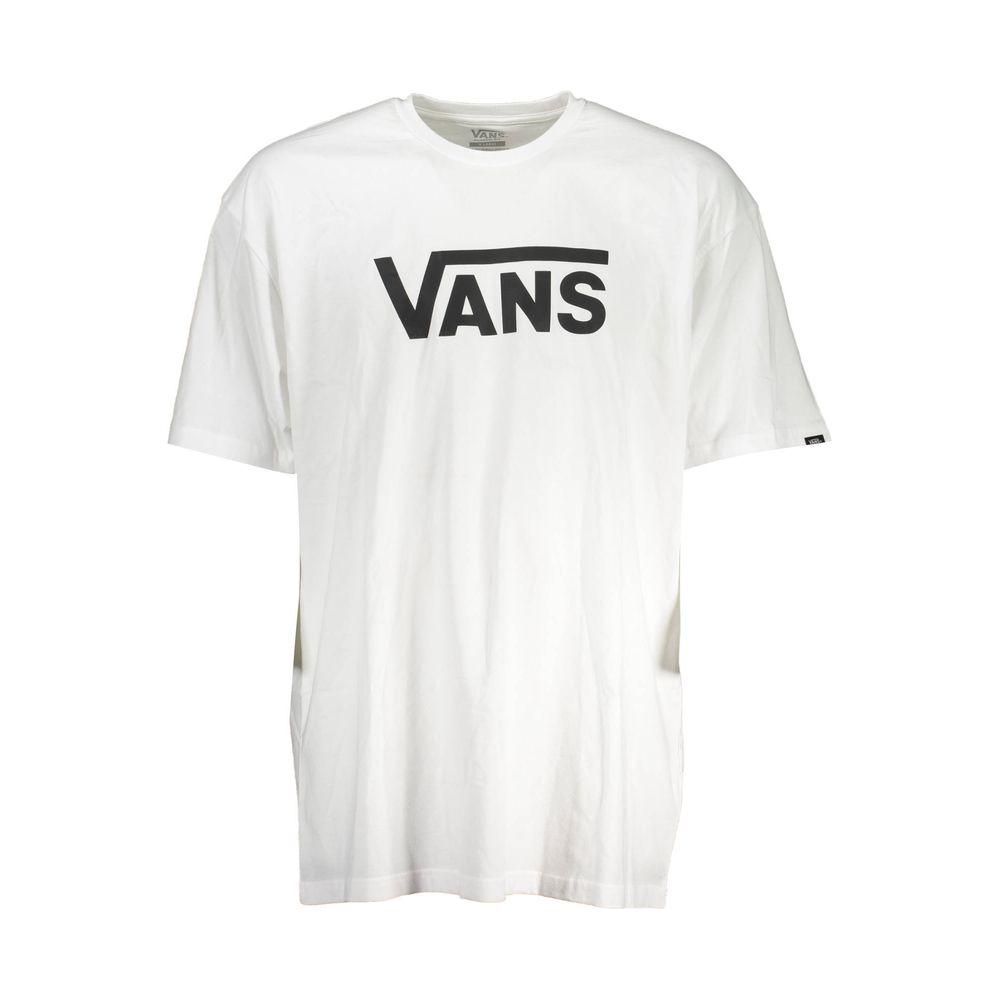 Vans white cotton men's t-shirt with logo, classic crew neck, skater-chic style, breathable fabric, ideal for everyday wear.