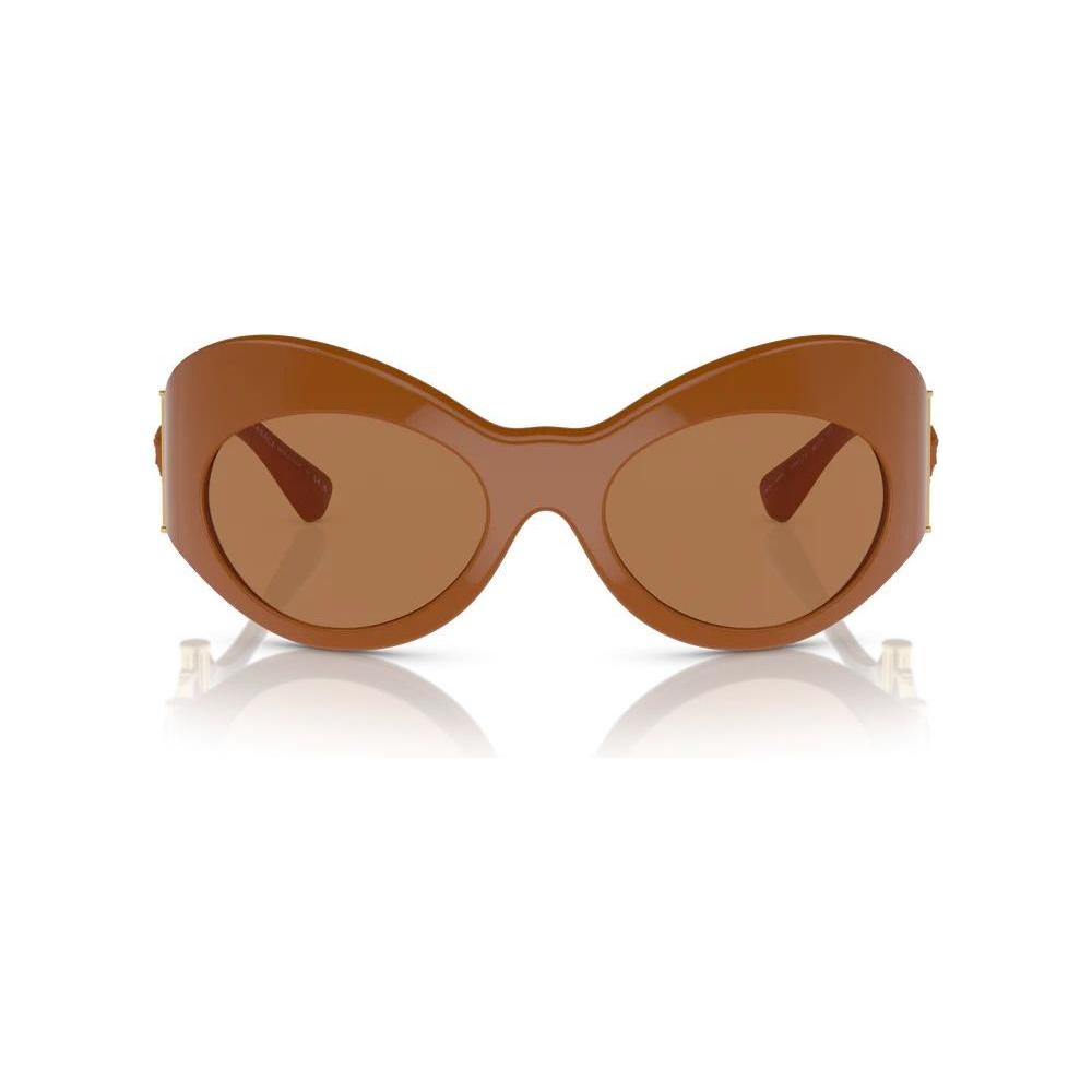 Versace VE4462 women's brown acetate sunglasses, classic design with 58mm lens, 21mm bridge, and 145mm temple, category 3.