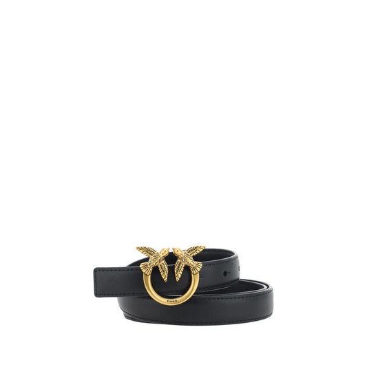 PINKO Black Calf Leather Bos Taurus Regular Belt