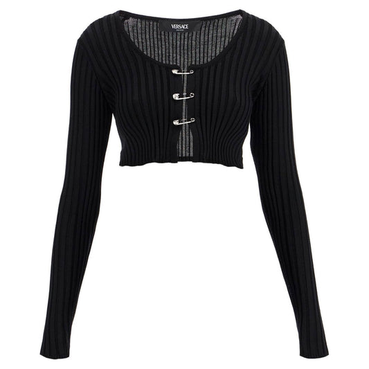 Versace 'cropped safety pin cardigan Knitwear Versace Black