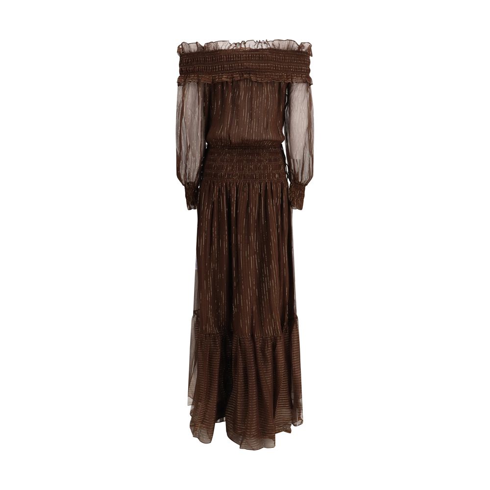 Self-Portrait Brown Silk Long Dress 1728,6,72470364320,Brown,Clothing,Dresses - Clothing,Long - Dresses - Clothing,New with tags,Self-Portrait,Women