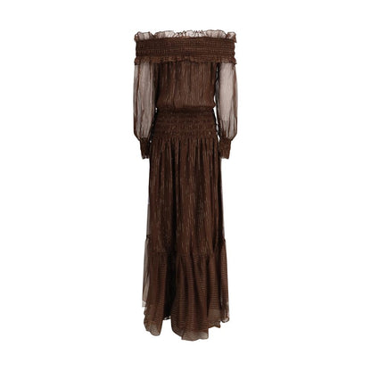 Self-Portrait Brown Silk Long Dress 1728,6,72470364320,Brown,Clothing,Dresses - Clothing,Long - Dresses - Clothing,New with tags,Self-Portrait,Women
