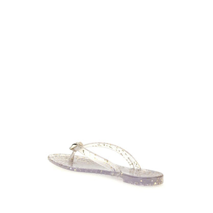 Casadei Gold Polyurethane Flat Sandals