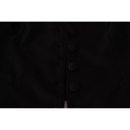Dolce & Gabbana Solid Black Silk Sleeveless Waistcoat Vest Top