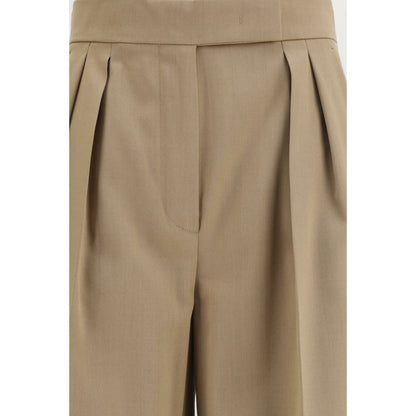 Max Mara Beige Fleece Wool Casual Pants